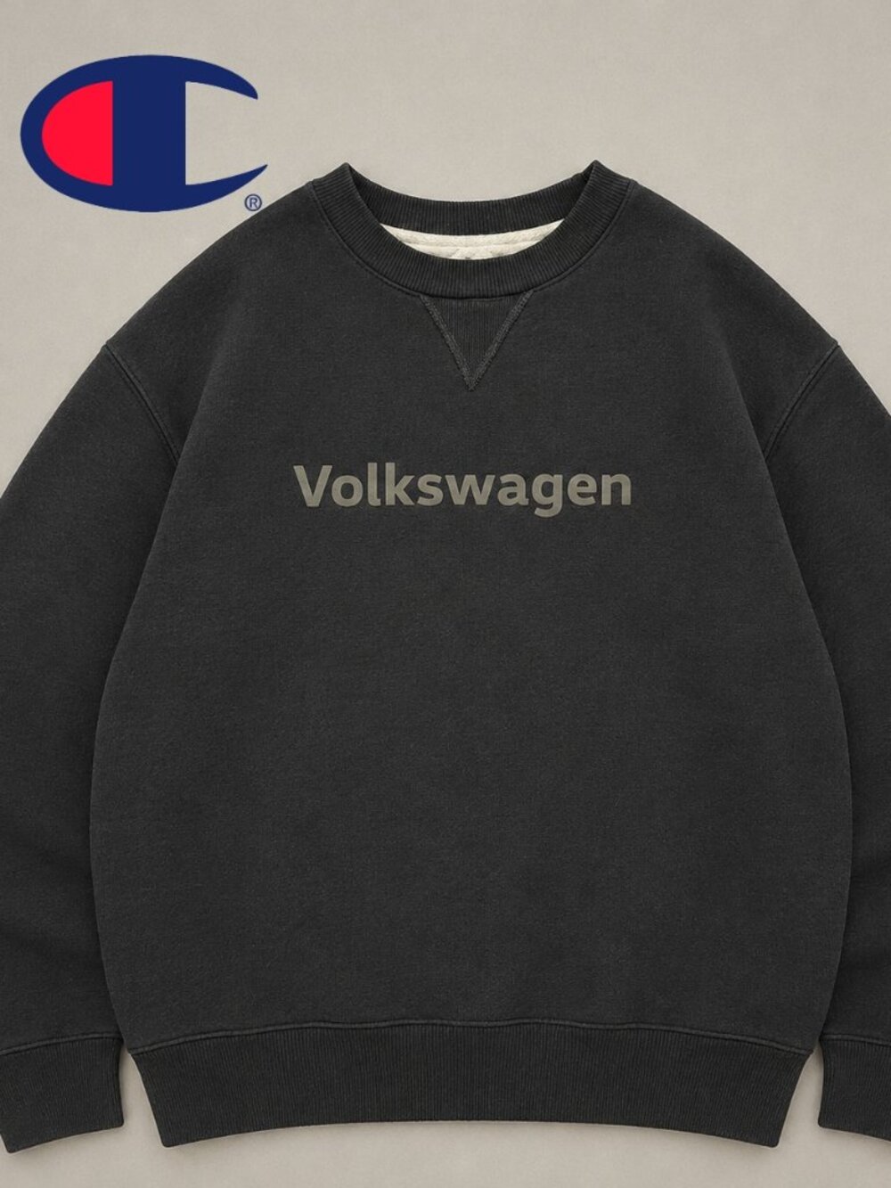 Vintage Champion x Volkswagen Black Crewneck Sweatshirt Y2K VW Driver Gear Sz M
